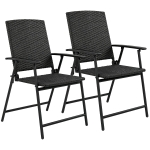 Outsunny Set of Two Folding Rattan Seat Chairs - Black