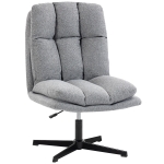 HOMCOM Butaca de Salón Giratorio 360° Altura Ajustable Asiento Ancho Tapizado en Lino Base de Metal Gris Claro