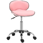 HOMCOM Adjustable Rolling Swivel Beauty Salon Chair, Stool for Spa, Pink