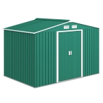 Outsunny Casetta da Giardino 4.9 m² con Fondazione, 4 Prese d'Aria e 2 Porte Scorrevoli, Capanno Porta Attrezzi in Lamiera d'Acciaio, 277x195x192 cm, Verde Scuro