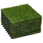 Outsunny Piastrelle da Giardino con Erba Sintetica 30x30cm 10 Pezzi, Prato Artificiale Densità 6500, Verde