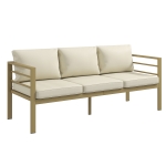 Outsunny Garden Bench with Cushions, 3-Seater Sofa with Backrest, Armrest and Back Cushions, 185 x 66 x 64cm, Cream White
