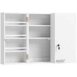 HOMCOM Armadietto Medicinali con 3 Mensole Interne e 8 Portabottiglie, in Legno e Metallo, 53x20x53 cm, Bianco