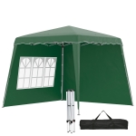 Outsunny Pop Up Gazebo Canopy Tent with 2 Sidewalls and Carry Bag, Height Adjustable, UV50+ Party Tent Event Shelter for Garden, Patio, 2.4 x 2.4m Top / 2.9 x 2.9m Base, Green