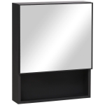 kleankin Spiegelschrank, 2 Innenböden, offenes Regalfach, Stahlgehäuse, schwarz, 46 x 13,5 x 58 cm