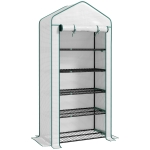 Outsunny Invernadero Resistente de 5 Niveles con 1 Puerta con Cremallera Anti-UV Diseño Ensanchado y Estantes 90x49x193 cm Blanco