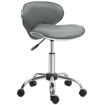 HOMCOM Tabouret à roulettes tabouret de travail avec hauteur réglable 44-56 cm et dossier, pivotant 360°, gris