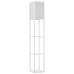HOMCOM Lampă de Podea 2 în 1 Modernă cu 3 Rafturi, Soclu E27, 26 x 26 x 160 cm, Alb