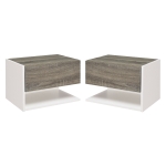 HOMCOM 2 tlg. Wandnachttische Nachttisch Wandschrank mit Schublade, Schlafzimmer Nachtkommode, Beistelltisch, Spanplatte, Eiche+Weiß, 46 x 30 x 30 cm