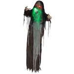 HOMCOM Grünes Monster, Helloweendeko, gruselige Soundeffekte, rote Augen, beweglich, 183 cm