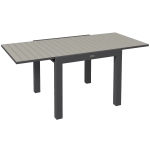 Outsunny Masă de Grădină Extensibilă pentru 4-6 Persoane cu Blat cu Șipci, din Aluminiu, 81/162x80x75 cm, Gri