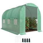 Outsunny Walk-in Polytunnel Greenhouse, Outdoor Garden Tunnel Greenhouse Tent with Zipped Roll-Up Door and 6 Mesh Windows, 3 x 2M