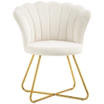 HOMCOM Fauteuil coquillage chaise coiffeuse fauteuil en velours fauteuil de salon avec pieds en acier 69 x 64 x 80 cm crème