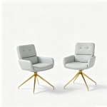 Chaise pivotante de salle, manger style luxe léger européen, lot de 2, patins antidérapants, 55x50x85 cm, Gris clair
