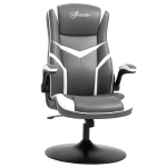 Vinsetto Gaming Chair Ergonomic Computer Chair with Adjustable Height Pedestal Base, Home Office Desk Chair PVC Leather Exclusive Swivel Chair Grey