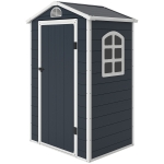 Outsunny Gereedschapsschuur tuinhuis met raam puntdak outdoor metaal kolengrijs