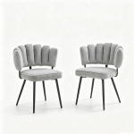Lot de 2 chaises de salle à manger, mousse haute densité, patins antidérapants, 60x46x80 cm, Gris clair