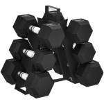 SPORTNOW Set di Manubri Palestra con Supporto in Metallo con Impugnatura Antiscivolo, 2x4kg, 2x6kg, 2x8kg, Nero