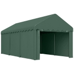Outsunny 3x6 m draagbare Carport, voertuigoverkapping met 2 ingangen, polyesterdak, voor auto's, boten, tuingereedschap, donkergroen