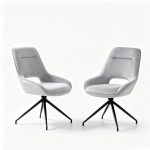 Chaise de salle à manger pivotante 360°, accoudoirs, patins réglables antidérapants, 50x50x87 cm, Gris clair