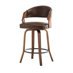 Lot de 2 tabourets de bar avec dossier, design rétro élégant, mousse haute densité et patins antidérapants, 51x42x95 cm, Marron