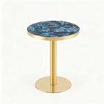 Table d'appoint ronde, plateau anti-rayures facile à nettoyer, 60x60x74 cm, Bleu