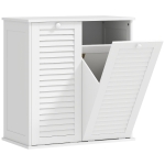 HOMCOM Meuble salle de bain avec panier à linge armoire salle de bain en bois portes persiennes 2 paniers 70 x 38 x 73 cm blanc