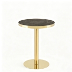 Table d'appoint ronde moderne, stabilité optimale et un gain de place, 59.5x59.5x73.5 cm, Gris+Or