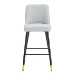 Lot de 2 tabourets de bar, design moderne, repose-pieds et renfort croisé, 42x45x100 cm, Gris clair