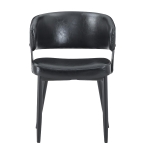 Lot de 2 chaises de salle à manger style mid-century, design tonneau, haute densité ergonomique, 46.5x48x77.3 cm, Noir