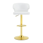 Lot de 2 tabourets de bar avec dossier, réglables en hauteur et pivotants 360°, 49.7x45x110 cm, Blanc