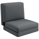 HOMCOM Opvouwbare vloerstoel met kussens, omvormbaar tot gestoffeerde bank, voor woonkamer, gastenkamer, kantoor, 75 x 268 x 18 cm, Donkergrijs