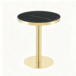Table d'appoint ronde moderne, stabilité optimale et un gain de place, 59.5x59.5x73.5 cm, Noir+Or