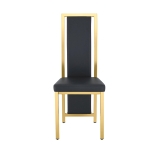 Chaise de salle à manger minimaliste européenne, bordure dorée 3D et dossier haut ergonomique, 44x42.7x109 cm, Noir+Doré