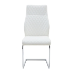 Chaise de salle à manger matelassée motif losange, dossier haut ergonomique, lot de 2, 43x63x100 cm, Blanc+Argenté