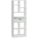 HOMCOM Boekenkast, Multifunctioneel rek, 9 vakken, Lade, Kantelbeveiliging, 60 x 26 x 158 cm, Wit