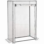 Outsunny Serre de jardin, serre de balcon, bâche renforcée PE, châssis en acier, porte zippée enroulable, 100 x 50 x 150 cm blanc
