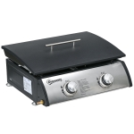 Outsunny Gas Plancha Barbecue Grill with 2 Stainless Steel Burner, 5kW, Portable Tabletop Gas BBQ with Non-Stick Griddle for Camping Picnic Garden Party Festival