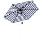 Outsunny Ombrellone da Giardino Inclinabile 2.3x2 m in Poliestere 180g/m², Ombrellone per Esterno da Terrazzo e Patio con Apertura a Manovella, Palo in Metallo e 6 Stecche, Blu e Bianco