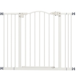 PawHut Metal 74-100cm Adjustable Pet Gate Safety Barrier w/ Auto-Close Door White