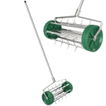 Outsunny Garden Rolling Lawn Aerator Heavy Duty Steel Grass Roller w/ Adjustable Handle