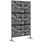 Outsunny Decorative Privacy Screen with Stand, 6.5FT Freestanding Metal Outdoor Divider, Decorative Privacy Panel with Expansion Screws for Garden Patio Pool Hot Tub, Willow Branch Style, Black