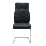 Chaise de salle à manger matelassée motif losange, dossier haut ergonomique, lot de 2, 43x63x100 cm, Noir+Argenté