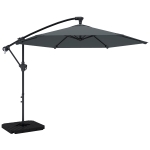 Outsunny Vrijhangende parasol Ø300 cm met vergrendelingsmechanisme, slinger, voet en gewichten, donkergrijs