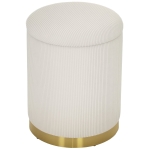 HOMCOM Zitpoef met Opbergruimte, Opvouwbare Poef met Deksel, Stalen Bodem, Ronde Voetenpoef 36 x 36 x 44 cm Crèmewit