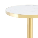 Table d'appoint ronde moderne, stabilité optimale et un gain de place, 60x60x74 cm, Blanc+Doré