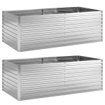 Outsunny Set van 2 Gegalvaniseerde Verhoogde Plantenbakken, 180 x 90 x 60 cm, Metalen Plantenbakken met Veilige Rand, Zilver