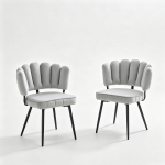 Lot de 2 chaises de salle à manger, mousse haute densité, patins antidérapants, 60x48x80 cm, Gris clair+Noir