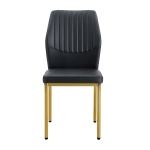 Lot de 4 chaises de salle à manger, style léger-luxe, patins antidérapants, 43x42.6x93 cm, Noir+Doré