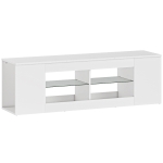 HOMCOM 140 cm tv-standaard, tv-dressoir, 6 vakken, 2 glazen planken, spaanplaat, wit